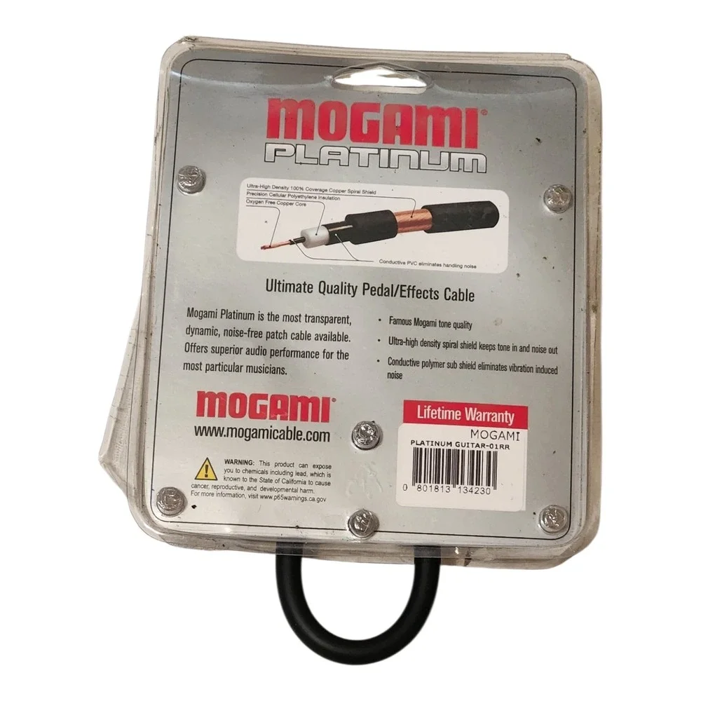 Mogami‎ Platinum Guitar Pedal Effects Cable 01RR 11 inch Right Angle